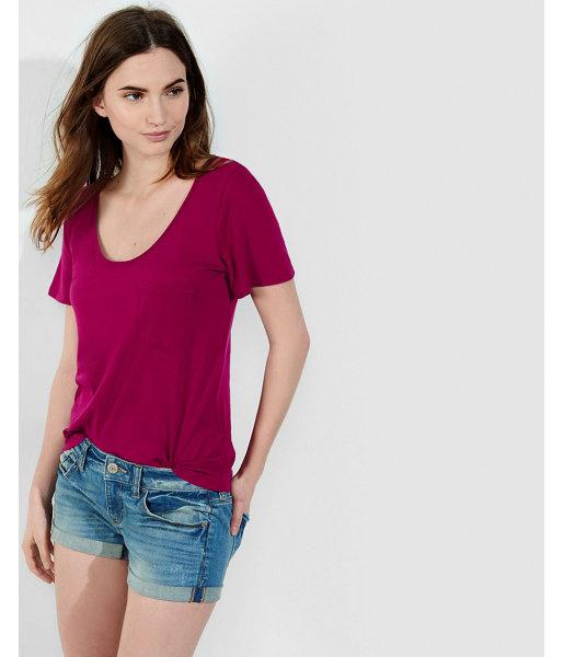 Express Womens Express One Eleven Scoop Neck Pocket Tee