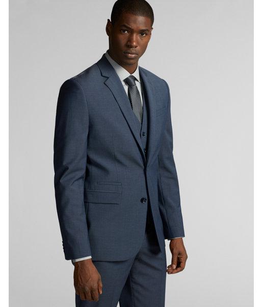 Express Mens Slim Blue Performance Stretch Wool Blend