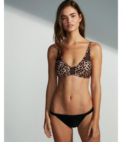 Express Womens Print Mesh Panel V-neck Bikini Top
