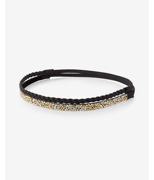 Express Womens Set Of Two Beaded And Braided Headbands