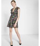 Express Womens Floral Smocked Waist Fit And Flare Dress