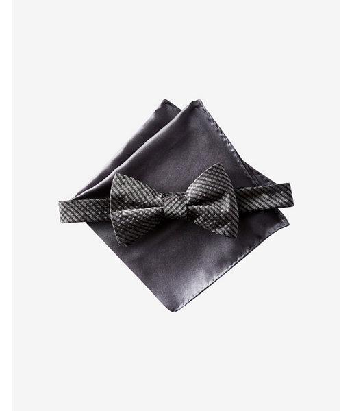 Express Mens Check Bow Tie And Solid Pocket