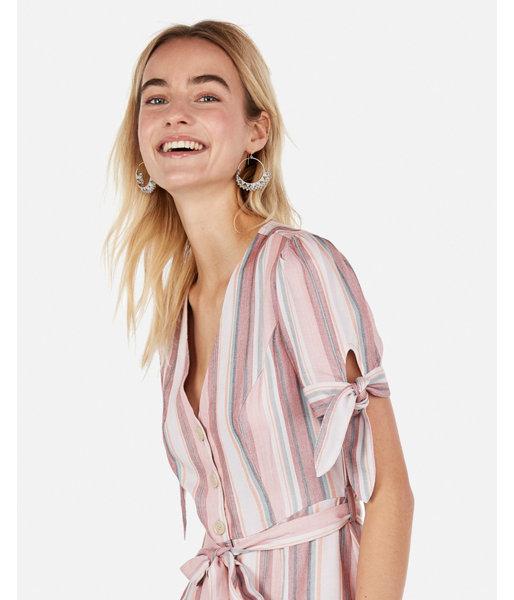 Express Womens Striped Button Front Dress