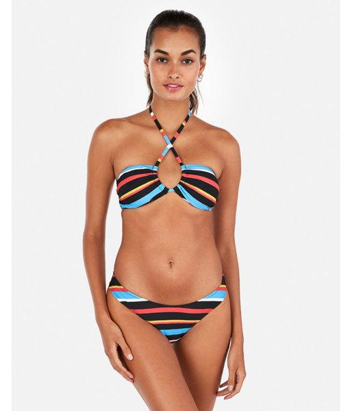 Express Womens Printed String Halter Wrap Neck Bikini Top