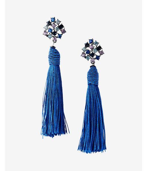 Express Womens Multi-stone Post Back Tassel Earrings