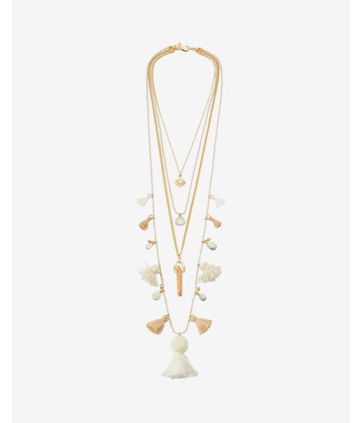 Express Womens Nested Tassel Drop Necklace
