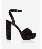 Express Velvet Paisley Embroidered Platform Heel