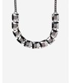 Express Womens Square Stone Station Necklace