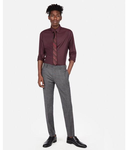 Express Mens Extra Slim Textured Plaid Wool-blend Stretch