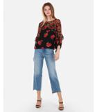 Express Womens Floral Ruffle Keyhole Top