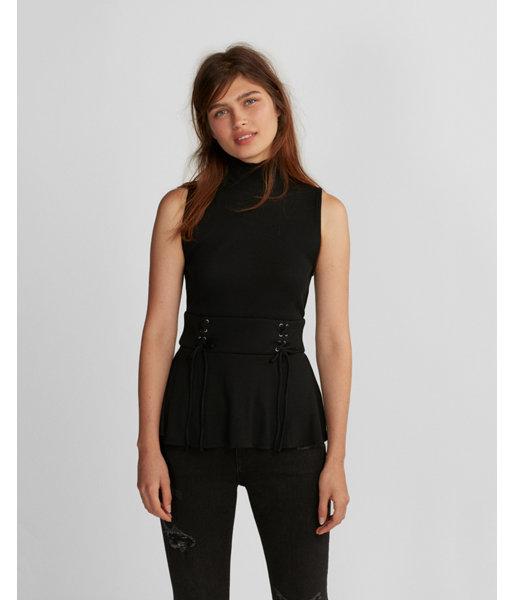 Express Mock Neck Ribbed Corset Tank