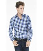 Express Men's Dress Shirts Tall Fitted Outlined Check Plaid Dress