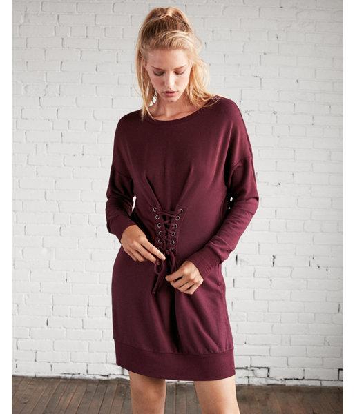 Express Womens Corset Front Sweatshirt Dress