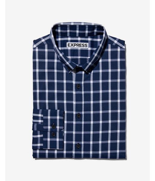 Express Mens Slim Check Print Performance Dress