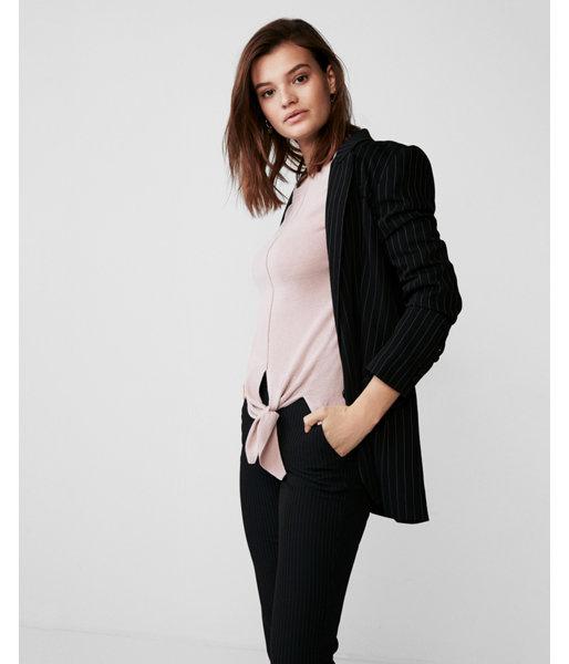 Express Womens Petite Tie Front Crew Neck