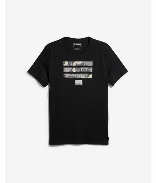 Express Mens Reflective Camo Logo Graphic Tee