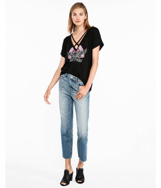 Express Womens Wild Eagle Strappy Graphic Tee