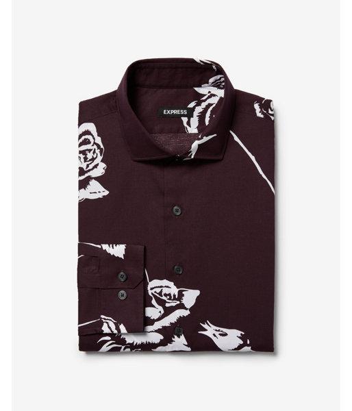 Express Mens Slim Large Floral Print Dress