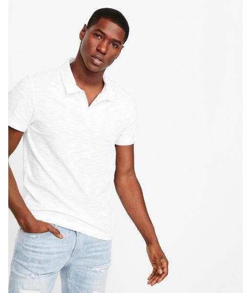 Express Mens Garment Dyed Slub Cotton Polo