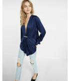 Express Deep V-neck Brooch Blouse