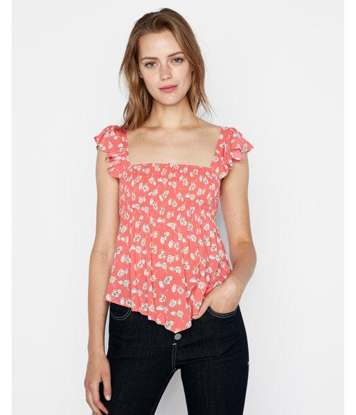 Express Womens Floral Flutter Sleeve Open Back Tank