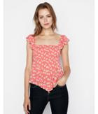 Express Womens Floral Flutter Sleeve Open Back Tank