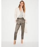 Express Womens High Waisted Linen-blend Sash Waist Ankle Pant