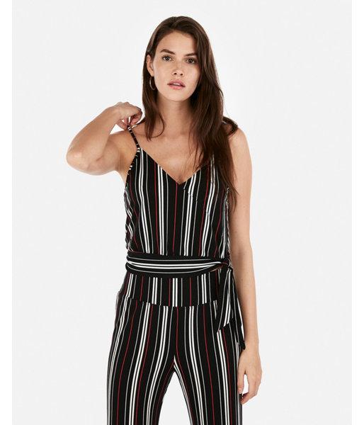 Express Womens Express One Eleven Striped Cropped Side Tie Wrap Tank