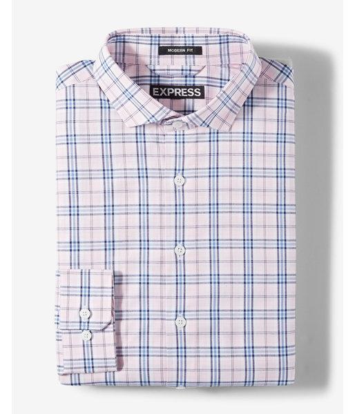 Express Mens Classic Fit Plaid Cotton Dress