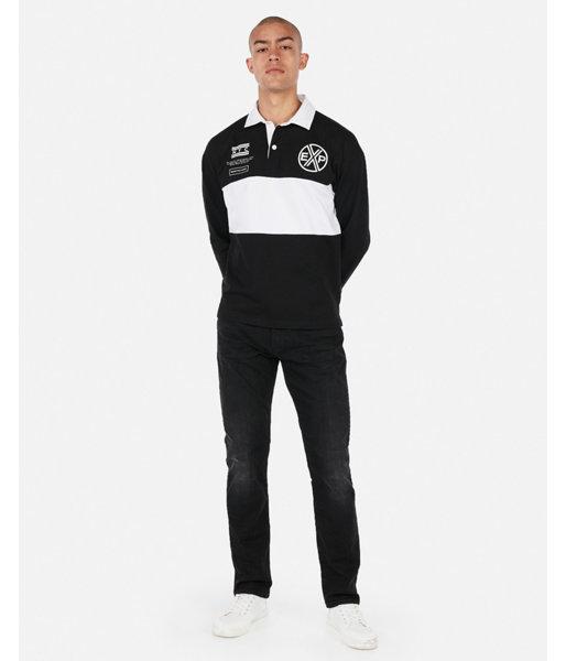 Express Mens Heavy Weight Pieced Graphic Rugby Polo
