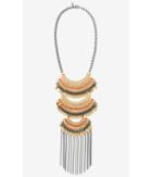 Express Women's Jewelry Tiered Necklace With Disk Charms And Fringe