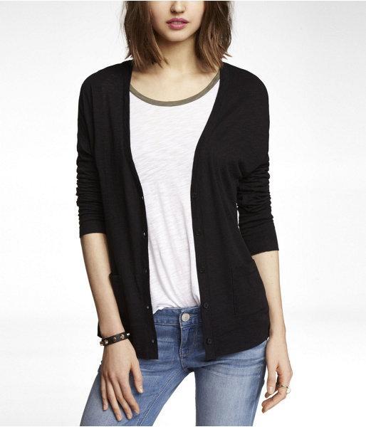 Womens Casual Boyfriend Cardigan Black X Small