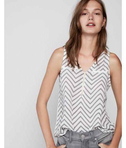 Express Womens Chevron Zip Front Tank