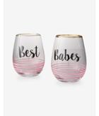 Express Womens Express Womens 8 Oak Lane Set Of Two Best Babes Stemless Wine Glasses