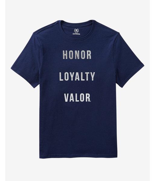 Express Mens Honor Loyalty Valor Textured Graphic Tee