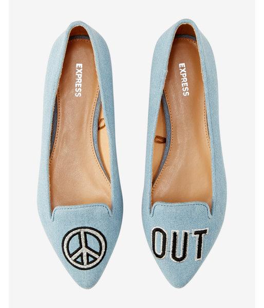 Express Womens Peace Out Denim Flat