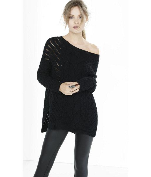 Express Express Womens Oversized Open Cable Knit Tunic