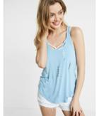 Express Womens Express One Eleven Washed Slash Neck Distressed Tank