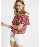 Express Womens Off-the-shoulder Tie-front Blouse