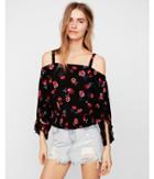 Express Womens Floral Off The Shoulder Ruffle
