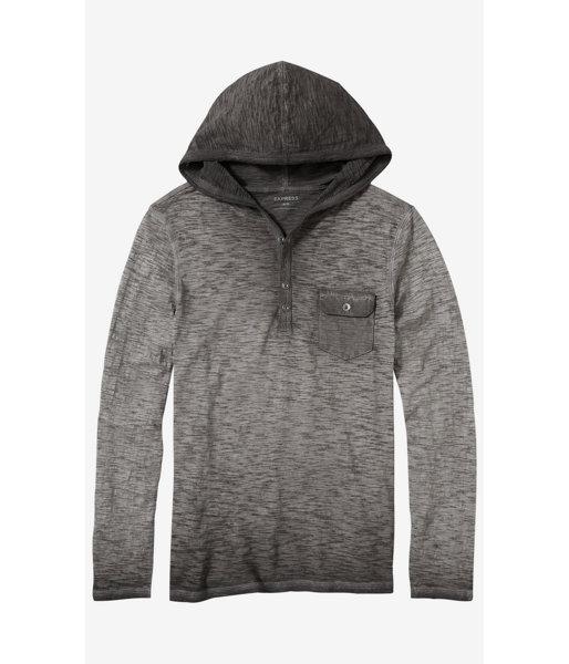 Express Men's Tees Slub Knit Henley Hoodie