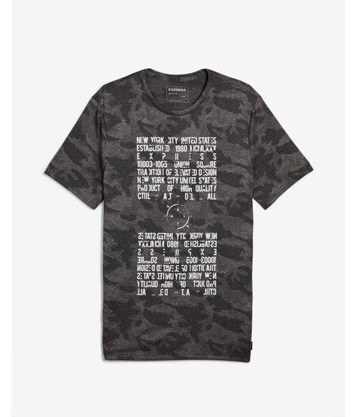 Express Mens Express Nyc Jacquard Camo Graphic Tee