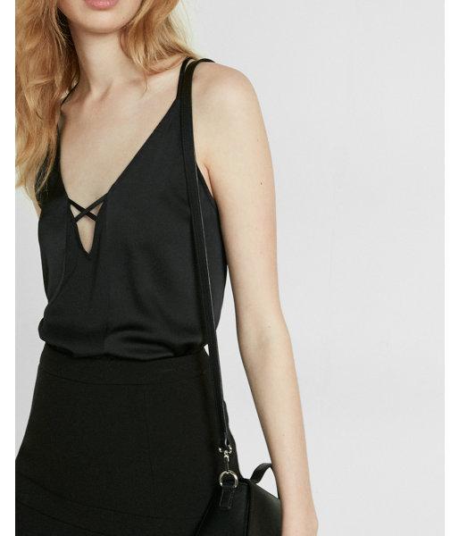 Express Womens Lace Back Cross Front Tank Top