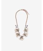Express Womens Beaded Flower Cluster Statement Necklace