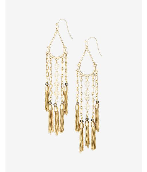 Express Womens Metal Fringe And Tassel Drop Earrings
