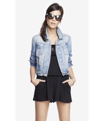 Express Light Wash Shrunken Denim Jacket