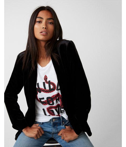 Express Womens Petite Velvet Boyfriend Blazer
