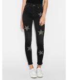 Express Womens Express Womens High Waisted Star Embellished Stretch Ankle Jean