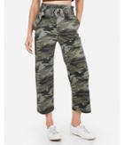 Express Womens Super High Waisted Camo Wide Leg Cropped Pant