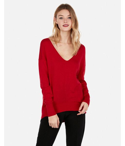 Express Womens Petite Solid Slouch Back Tunic